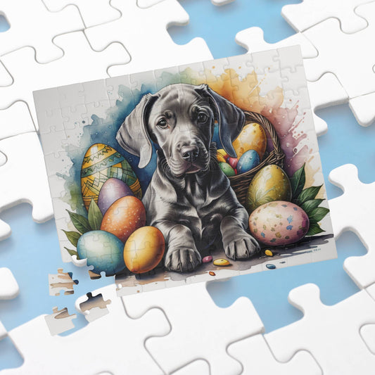 Weimaraner (Mouse Gray) Easter Puppy Puzzle - Dog Lovers, Mental Health Benefits, Holiday Fun, Mindfulness, Stress Relief, Festive Gift