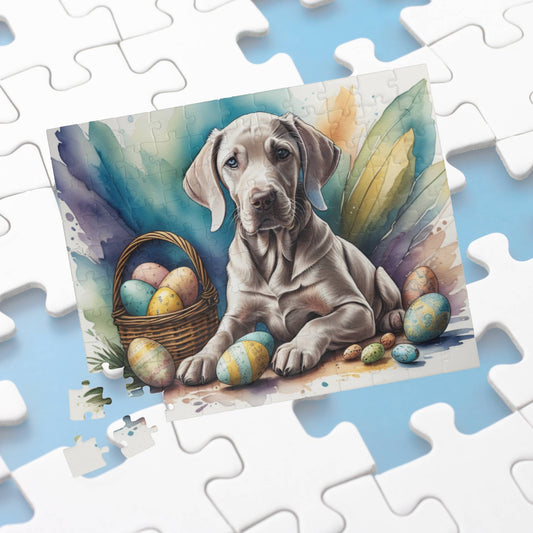 Weimaraner (Taupe) Easter Puppy Puzzle - Dog Lovers, Mental Health Benefits, Holiday Fun, Mindfulness, Stress Relief, Festive Gift