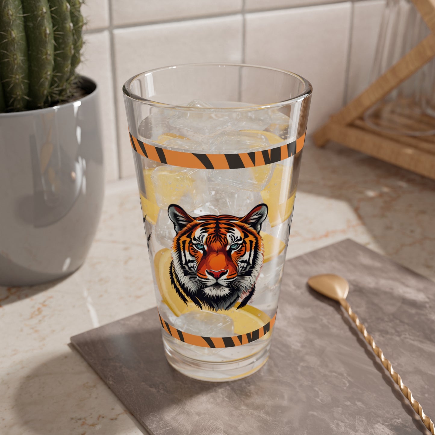 Wild Resilience 16oz Tiger Pint Glass - Inspiring Strength, Courage, and Empowerment