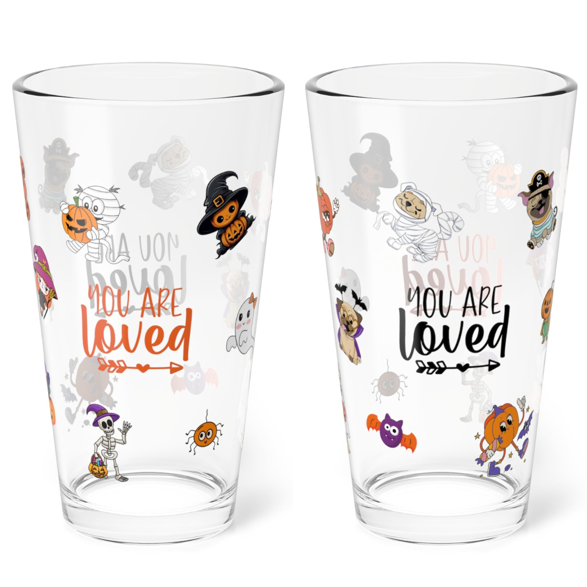 You Are Loved, Halloween Pint Glass, 16oz - Perfect for Positive Sips & Fall Fun