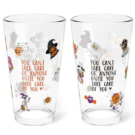 Shop our premium you cant take care of anyone until you take care of yourself shaker mixing pint glass 16oz from MySisterIsASurvivor.