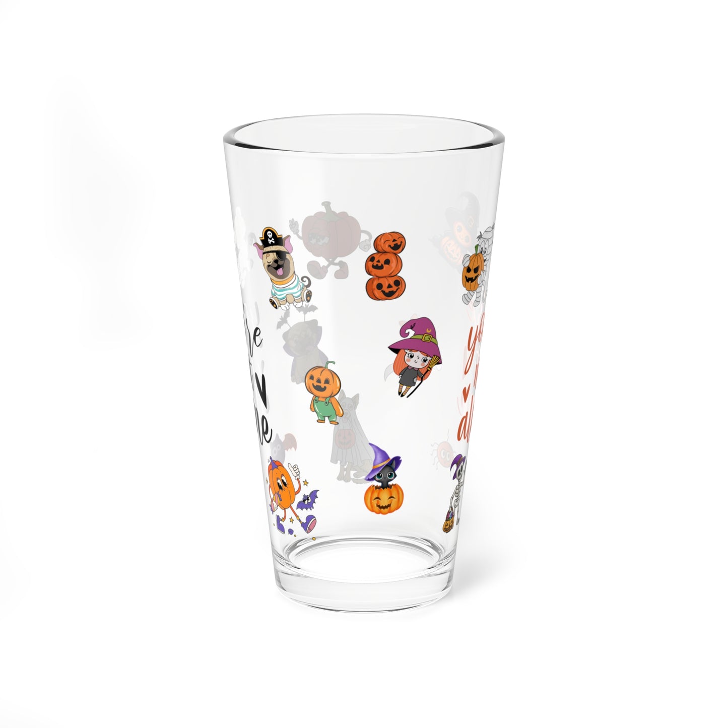 You're Not Alone Halloween 16oz pint glass, encouraging mental health positive drinkware - MySisterIsASurvivor