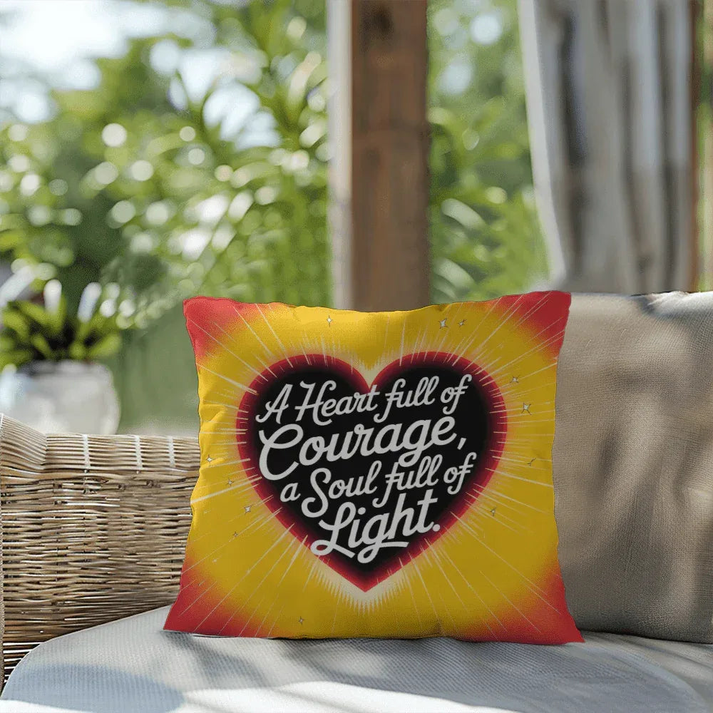 Shop our premium a heart full of courage self care pillow from MySisterIsASurvivor.