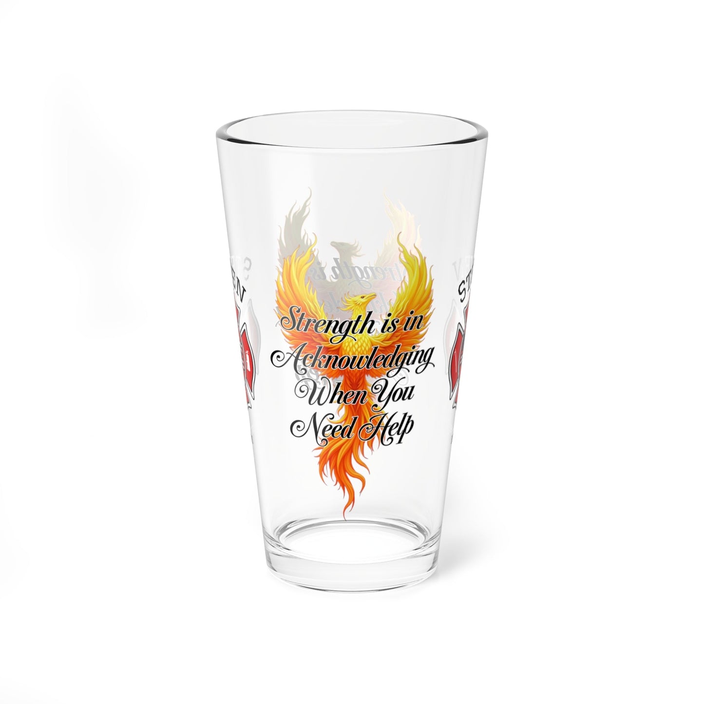 Firefighter support pint glass reminding first responders to seek help and prioritize mental health. - MySisterIsASurvivor