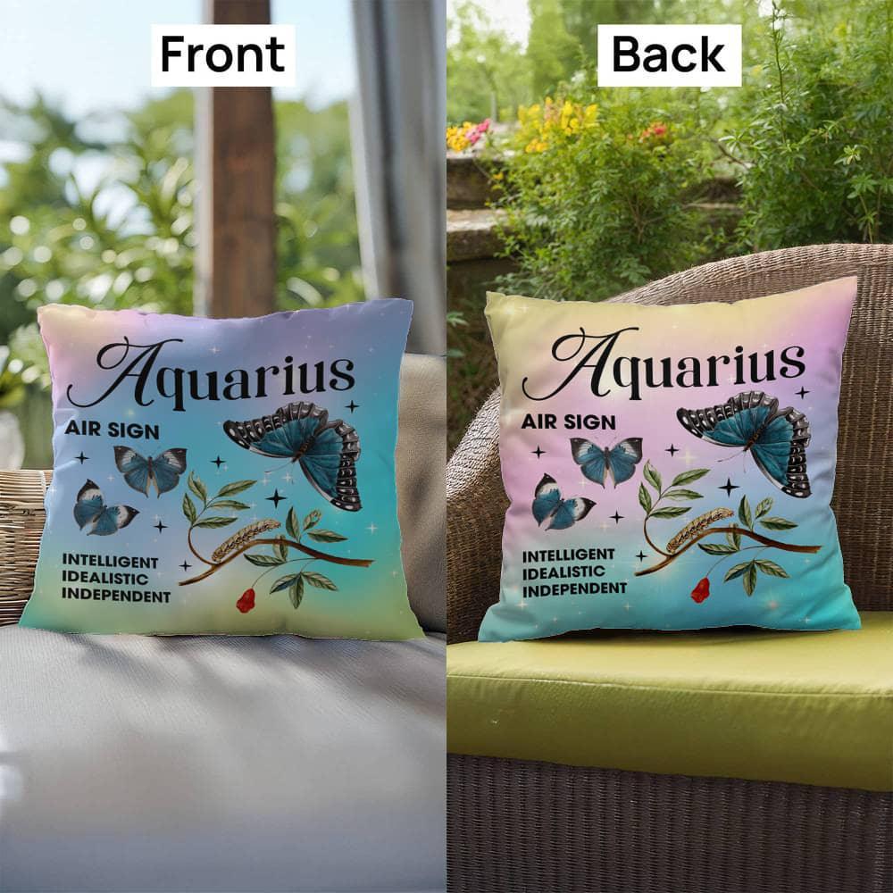 Shop our premium aquarius butterfly indoor outdoor pillow from MySisterIsASurvivor.