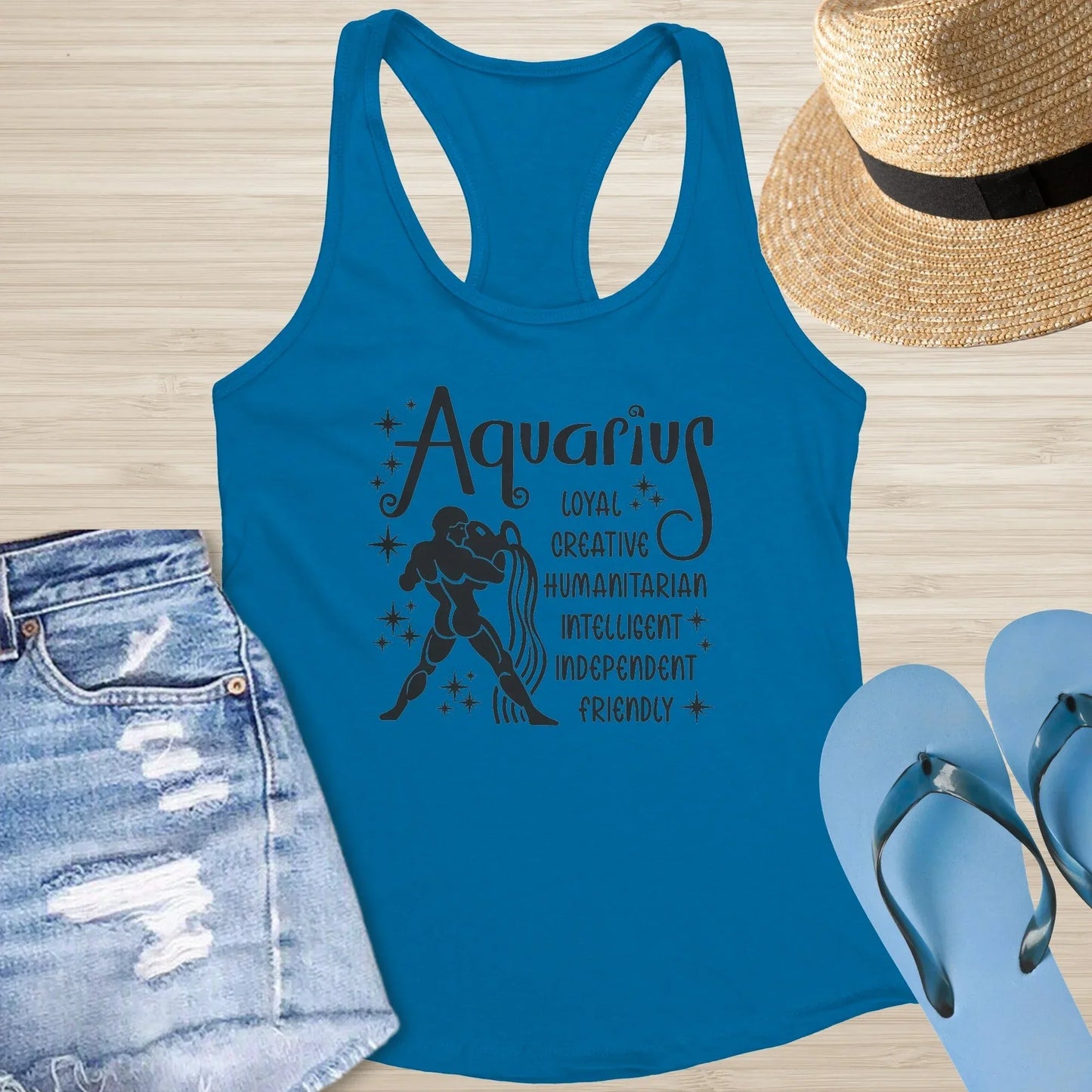 Aquarius Racerback Tank - Mental Health Zodiac Shirt for Emotional Awareness & Healing - MySisterIsASurvivor