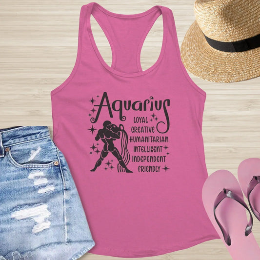 Aquarius Racerback Tank - Mental Health Zodiac Shirt for Emotional Awareness & Healing - MySisterIsASurvivor