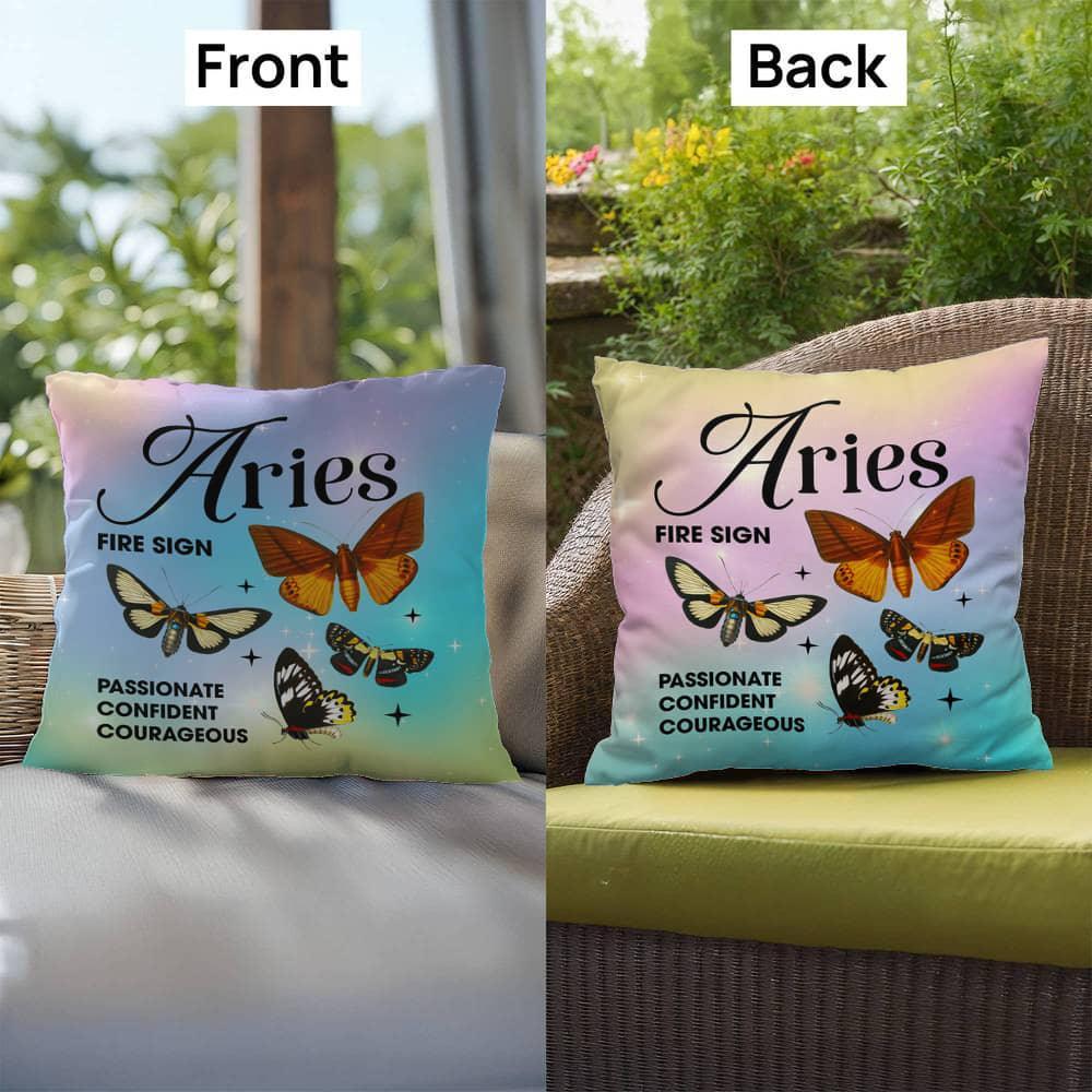 Shop our premium aries butterfly indoor outdoor pillow from MySisterIsASurvivor.