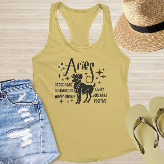 Aries Racerback Tank - Astrology - Inspired Mental Wellness Top for Inner Strength - MySisterIsASurvivor
