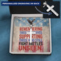 "Remembering Those Who Served" engraved cross - personalized military tribute jewelry for Memorial Day or veterans
