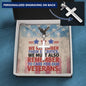 Engraved cross necklace with "We Remember Their Sacrifice" - military memorial gift for healing and honor