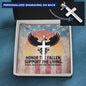 Honor The Fallen Cross Necklace | Engraved Stainless Steel Pendant for Veterans, Memorial Gift, PTSD Support Jewelry