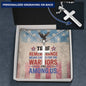 "True Remembrance Means Caring" cross necklace - support jewelry for PTSD warriors and veteran families