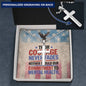 Cross necklace with "Their Courage Never Fades" - engraved tribute for veterans and PTSD awareness