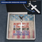 Custom stainless steel cross necklace engraved with "In Memory of the Fallen" - tribute to military service and loss