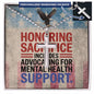 Stainless steel cross necklace engraved with "Honoring Sacrifice" - veteran tribute and PTSD awareness gift