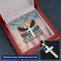 Lest We Forget Cross Necklace | Engraved Stainless Steel Pendant for Veterans, Memorial Gift, PTSD Support Jewelry