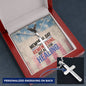 Cross necklace engraved with "Memorial Day Is for Remembering" - tribute jewelry for fallen military heroes