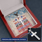 Engraved cross necklace with "We Remember Their Sacrifice" - military memorial gift for healing and honor
