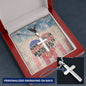 Honor the Fallen engraved cross necklace - remembrance jewelry for soldiers, veterans, and Memorial Day gifting