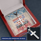 Engraved cross necklace with "Memories of War Don’t Fade" - PTSD awareness and veteran remembrance jewelry