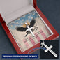 Their Courage Never Fades Cross Necklace | Engraved Stainless Steel Pendant for Veterans, Memorial Gift, PTSD Support Jewelry