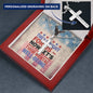 "They Fought for Us" engraved dog tag-style cross - tribute necklace for military service and Memorial Day