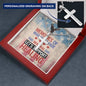 Engraved cross necklace with "Memories of War Don’t Fade" - PTSD awareness and veteran remembrance jewelry