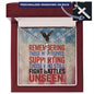"Remembering Those Who Served" engraved cross - personalized military tribute jewelry for Memorial Day or veterans