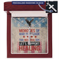 Engraved cross necklace with "Memories of War Don’t Fade" - PTSD awareness and veteran remembrance jewelry