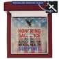 Stainless steel cross necklace engraved with "Honoring Sacrifice" - veteran tribute and PTSD awareness gift