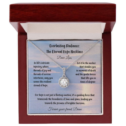 Shop our in lifes intricate tapestry where threads of joy everlasting radiance the eternal hope necklace featuring the Luxury Box w/ LED style option from MySisterIsASurvivor.