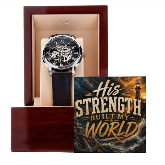 Shop our premium his strength built my world openwork watch from MySisterIsASurvivor.