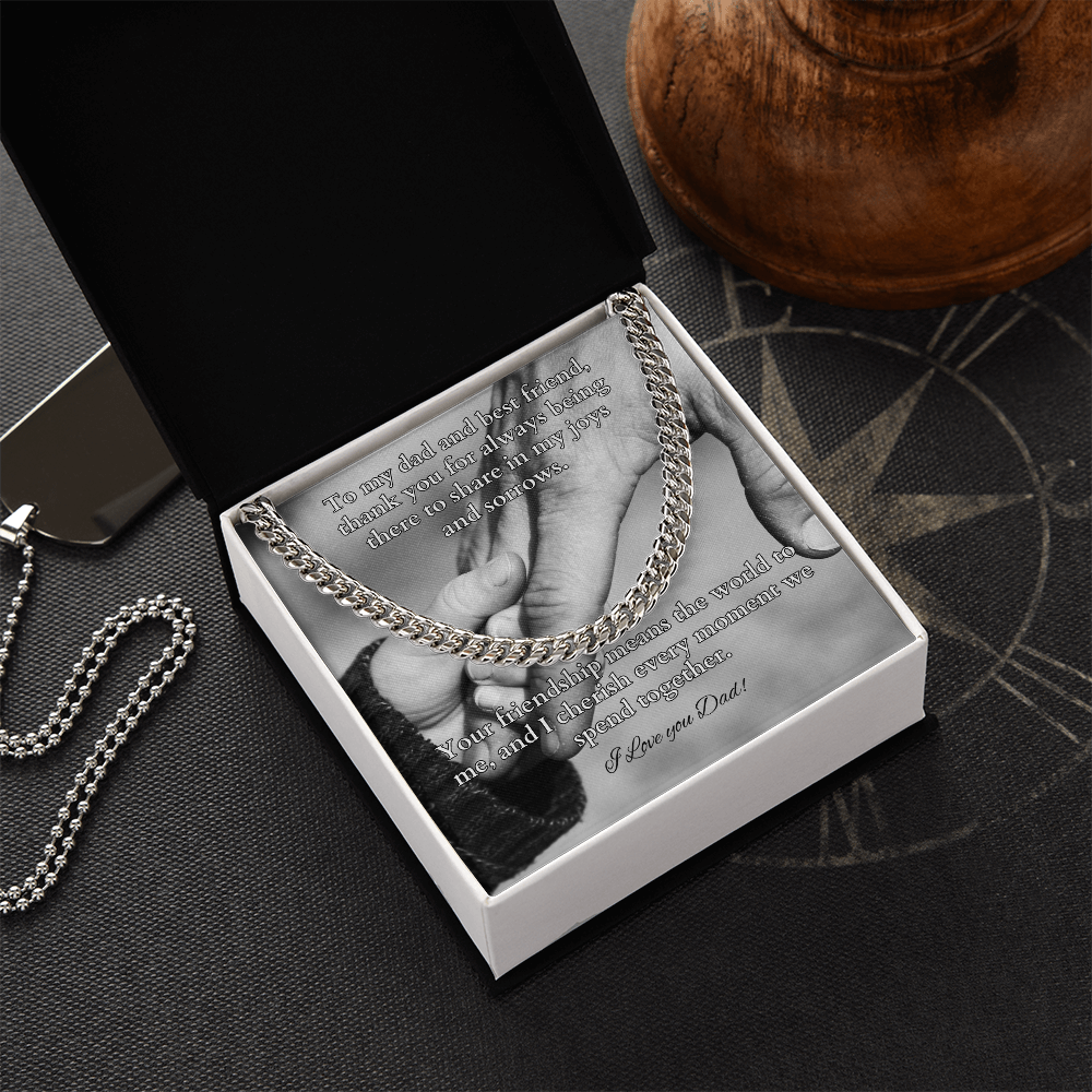 Cuban link chain with “To My Dad And Best Friend” message – meaningful gift from son or daughter
