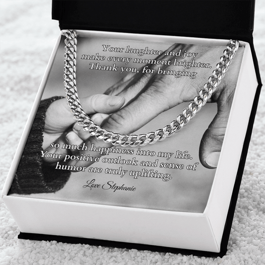 Shop our cuban link chain your laughter and joy featuring the Stainless Steel style option from MySisterIsASurvivor.