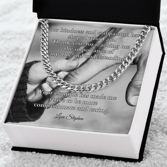 Shop our cuban link chain your kindness and compassion featuring the Stainless Steel style option from MySisterIsASurvivor.