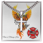 Strong Enough firefighter support Cuban link cross necklace symbolizing courage, healing, and resilience.