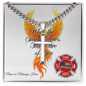 When The Smoke Clears firefighter support Cuban link cross necklace symbolizing new beginnings and healing.