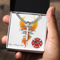 When The Smoke Clears firefighter support Cuban link cross necklace symbolizing new beginnings and healing.