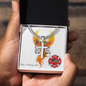 You Save Lives firefighter support engraved cross necklace reminding heroes to prioritize their own health.