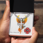 Strong Enough firefighter support Cuban link cross necklace symbolizing courage, healing, and resilience.