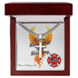 Firefighter Support Engraved Cuban Link Cross Necklace for mental health awareness and burnout resilience.