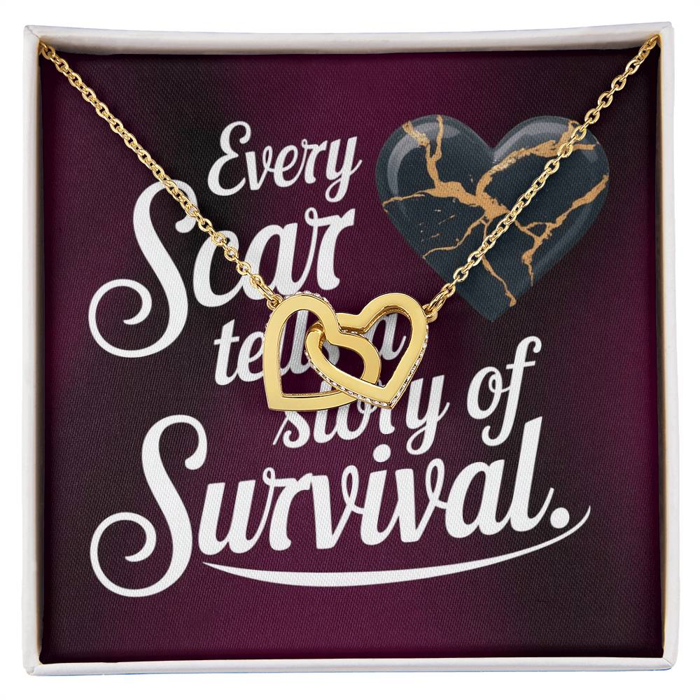 Every Scar Tells A Story: Interlocking Hearts Necklace - Mental Health Gift, Self-Love, Anxiety, PTSD Support