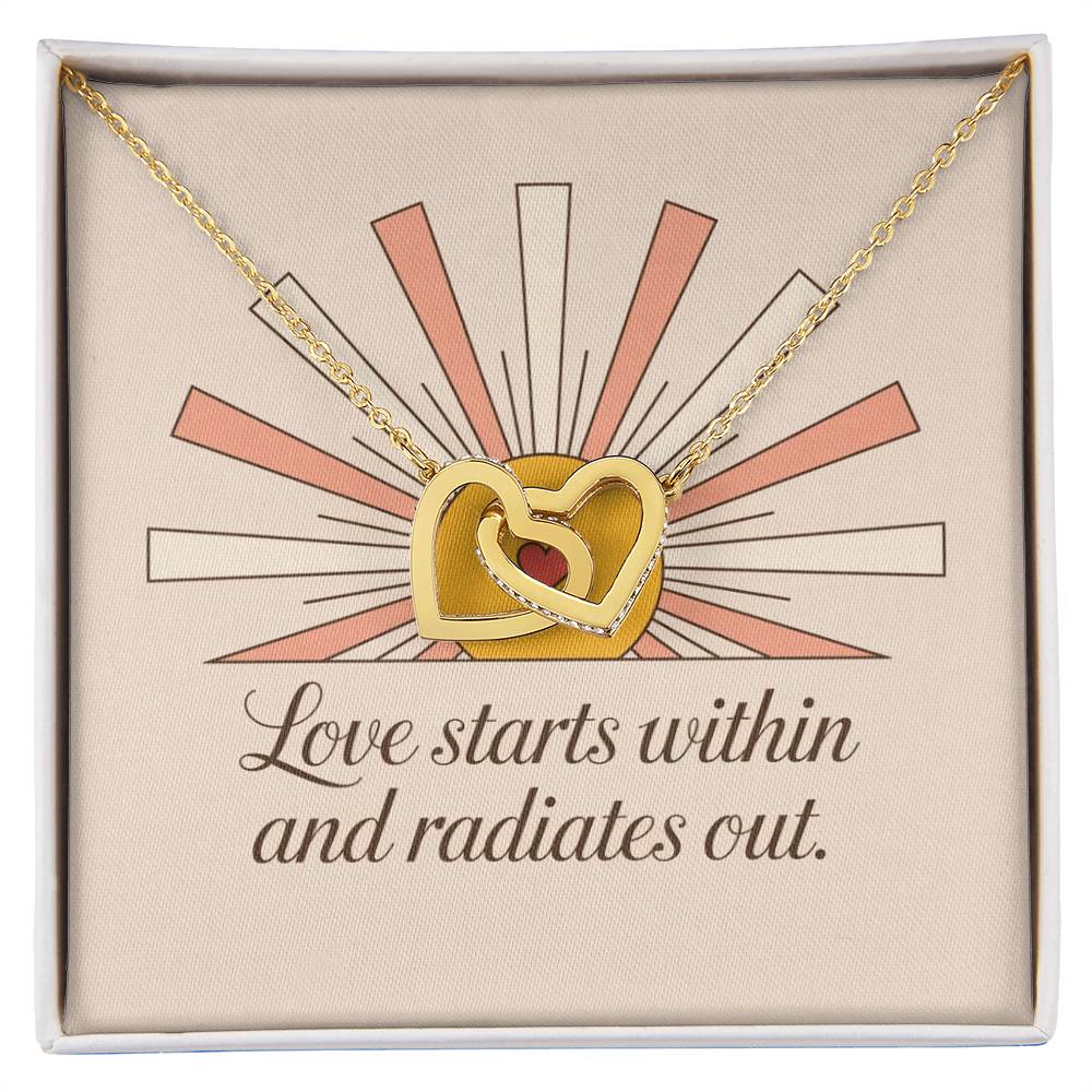 Love Starts Within And Radiates Out: Interlocking Hearts Necklace - Mental Health Gift, Self-Love, Anxiety, PTSD Support