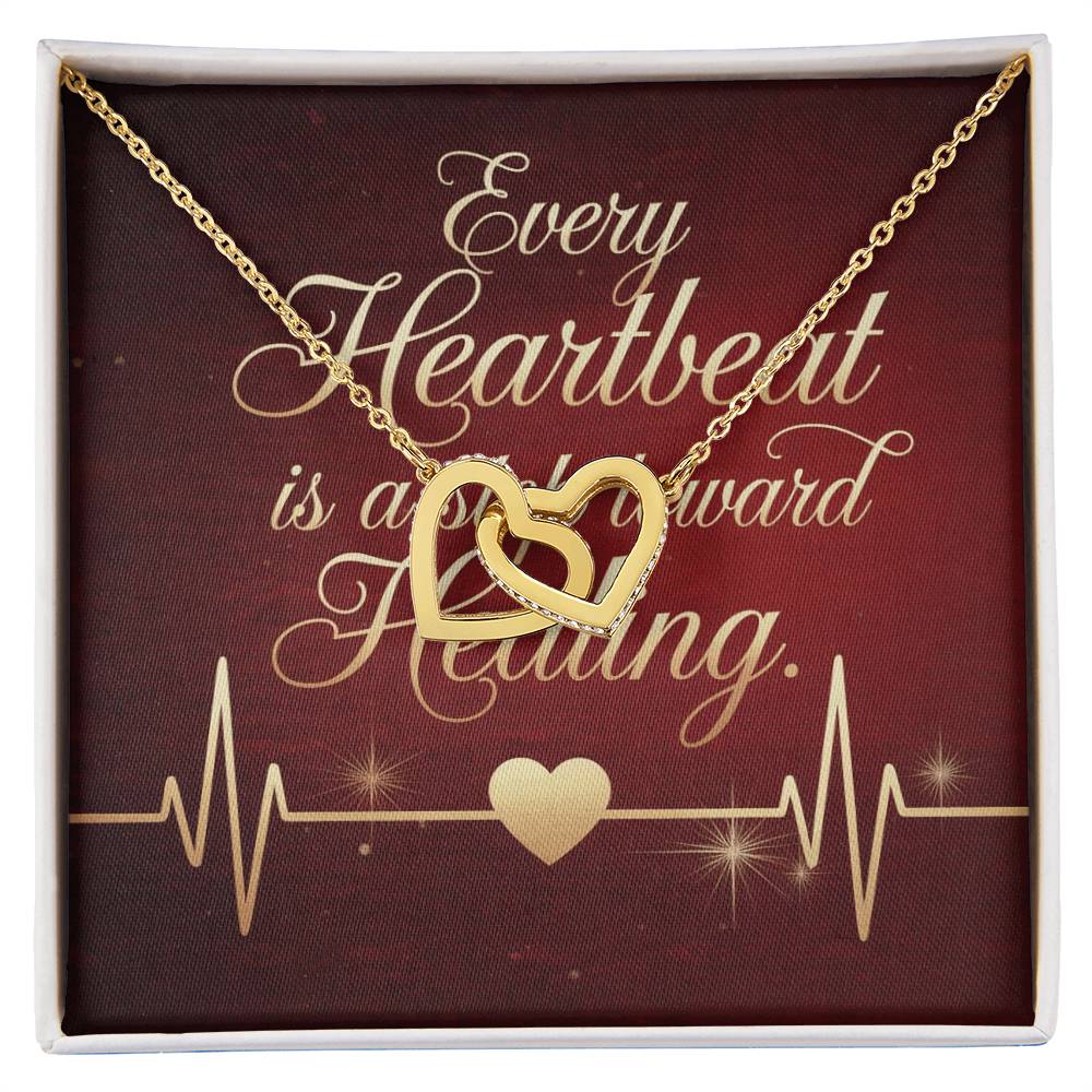 Every Heartbeat Is A Step Towards Healing: Interlocking Hearts Necklace - Mental Health Gift, Self-Love, Anxiety, PTSD Support