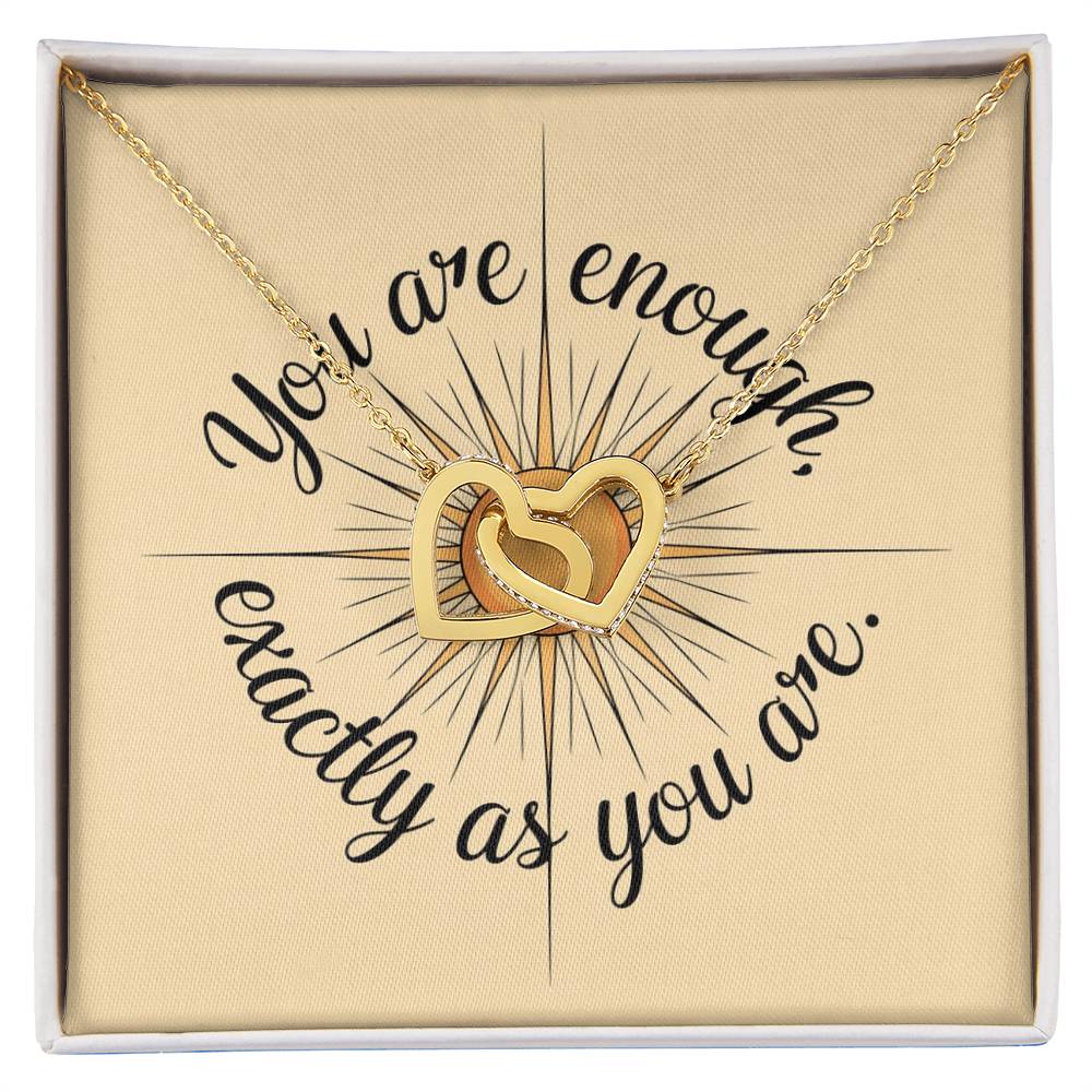 You Are Enough, Exactly As You Are: Interlocking Hearts Necklace - Mental Health Gift, Self-Love, Anxiety, PTSD Support