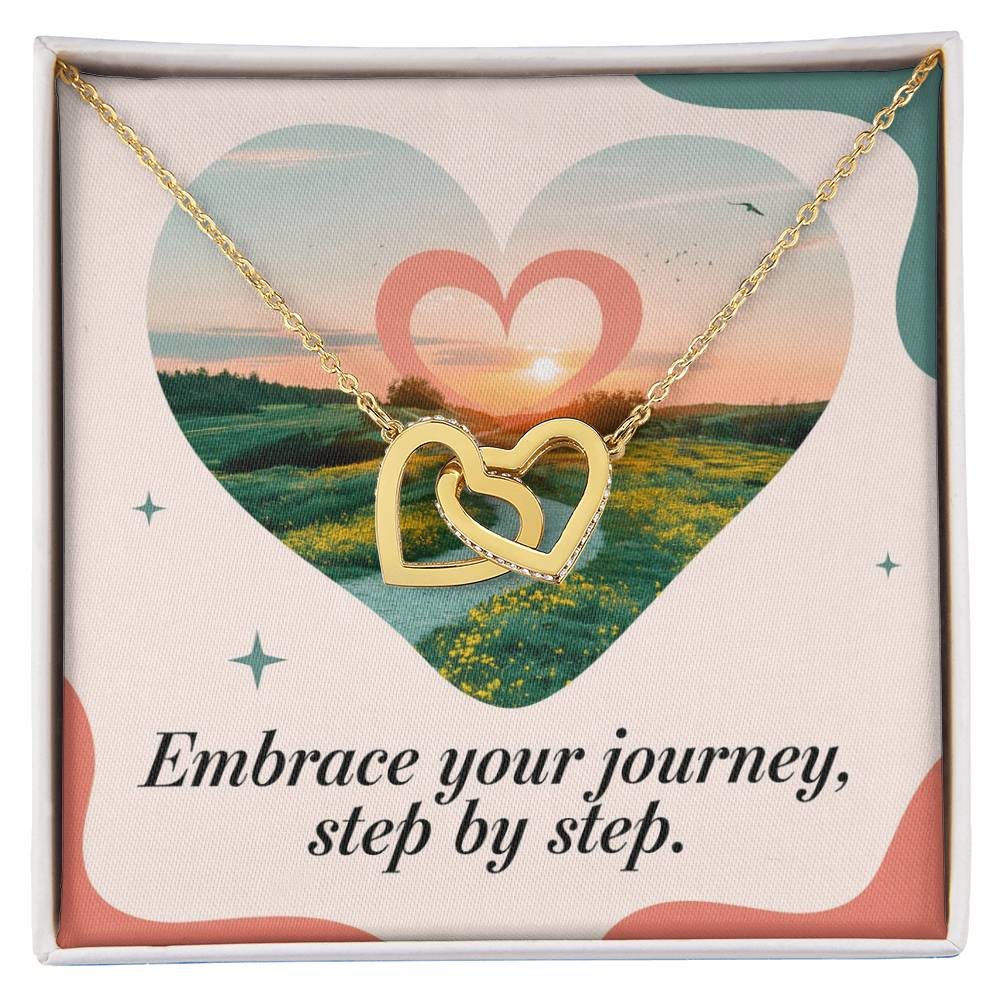 Embrace Your Journey, Step By Step: Interlocking Hearts Necklace - Mental Health Gift, Self-Love, Anxiety, PTSD Support
