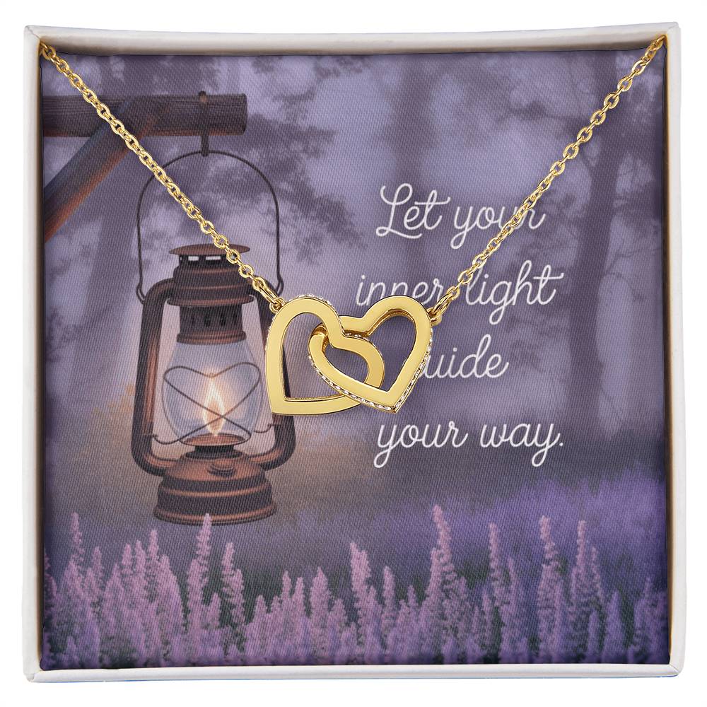 Let Your Light Show You the Way - Interlocking Hearts Necklace uplifting gift for self-discovery & hope