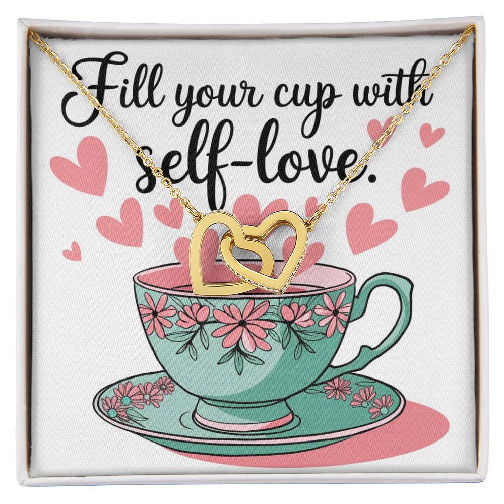 Fill Your Cup with Love - Interlocking Hearts Necklace self-care reminder jewelry for balance & positivity