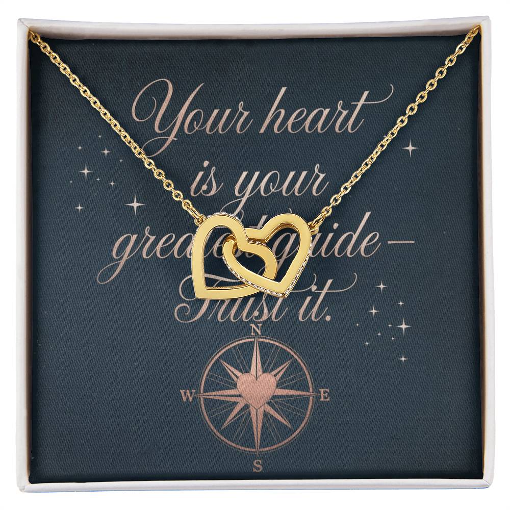 Your Heart Is Your Greatest Guide - Trust It: Interlocking Hearts Necklace - Mental Health Gift, Self-Love, Anxiety, PTSD Support